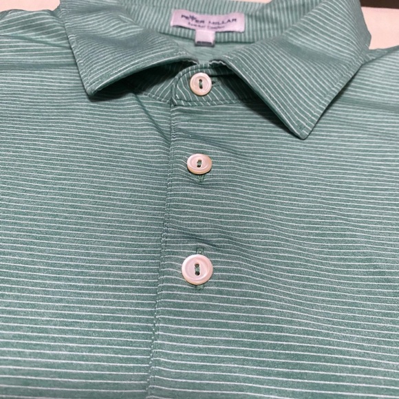 Peter Millar Summer Comfort Men’s XL Green & White Striped Short Sleeve Shirt. - Picture 2 of 10